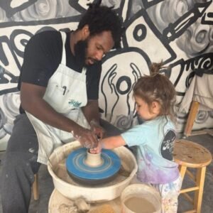Creative clay day at The Pottery Outpost summer camp for kids.